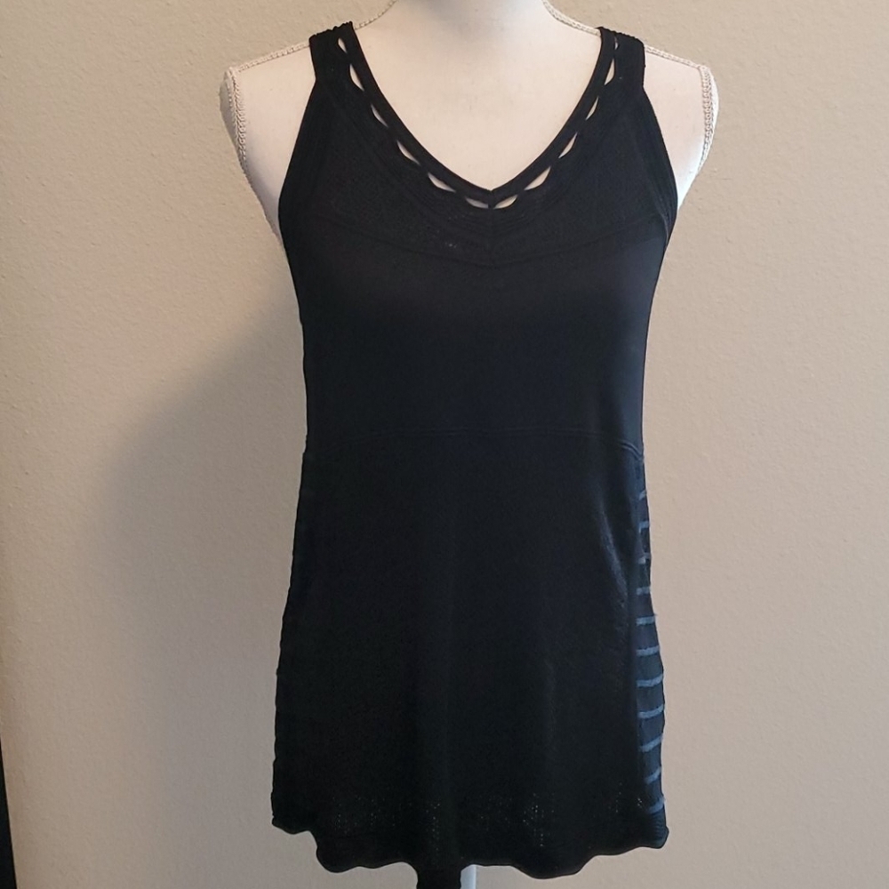 White House Black Market Black Sleeveless Halter Texture Knit Crochet Top Size S